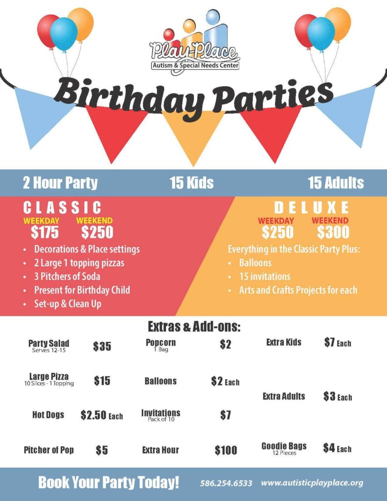 Birthday Party Flyer with Prices