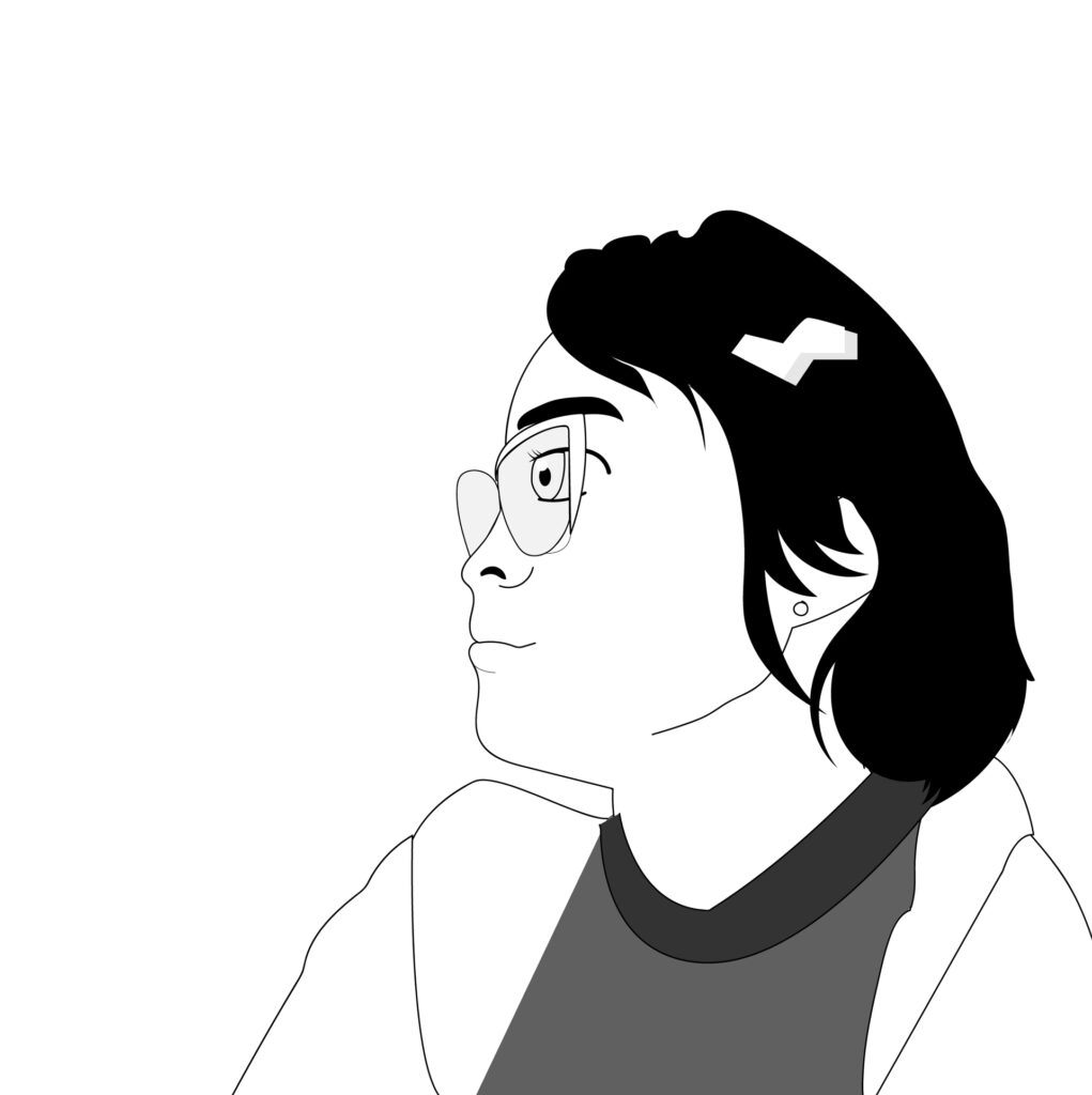 Black and white, self-illustration with vectors